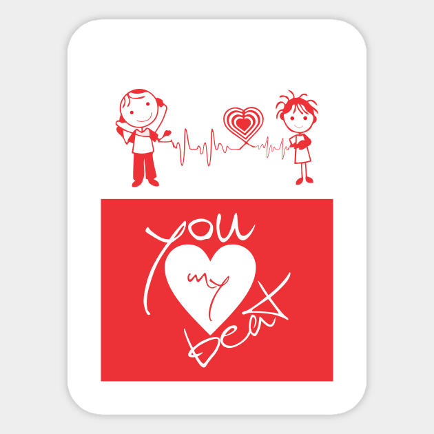 You My Heart Beat love Quotes Sticker by labno4